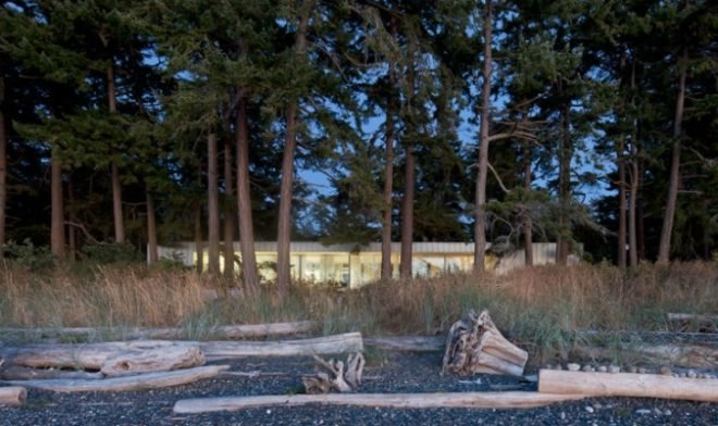 North Beach Residence, Heliotrope Architects, net zero home, summer home, green roof, orcas island, solar power, low impact