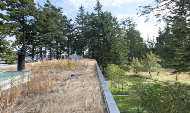 North Beach Residence, Heliotrope Architects, net zero home, summer home, green roof, orcas island, solar power, low impact
