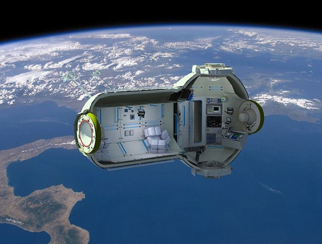 green design, eco design, sustainable design, Richard Branson, Space tourism, Space travel, Orbital Technologies, Commercial Space Station, Soyuz Rocket, waterless toilet
