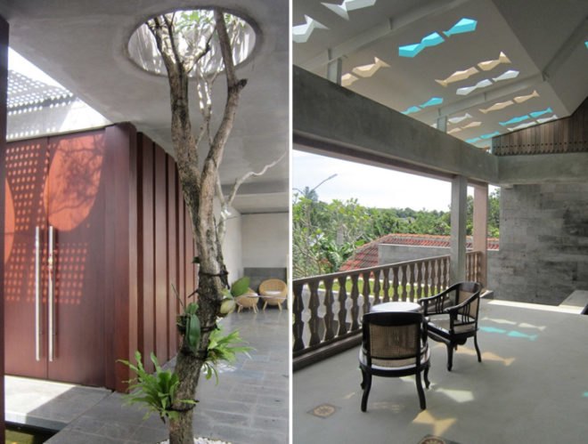 eco cooling house design, day lit house design, green roof, Indonesia green home, eco house, green home, natural cooling, eco house design, hallway pools, cooling pools,