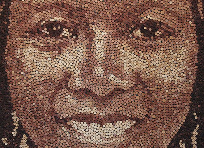 green design, eco design, sustainable design, Scott Gundersen, recycled materials, recycled art, cork, wine corks, wine cork portrait