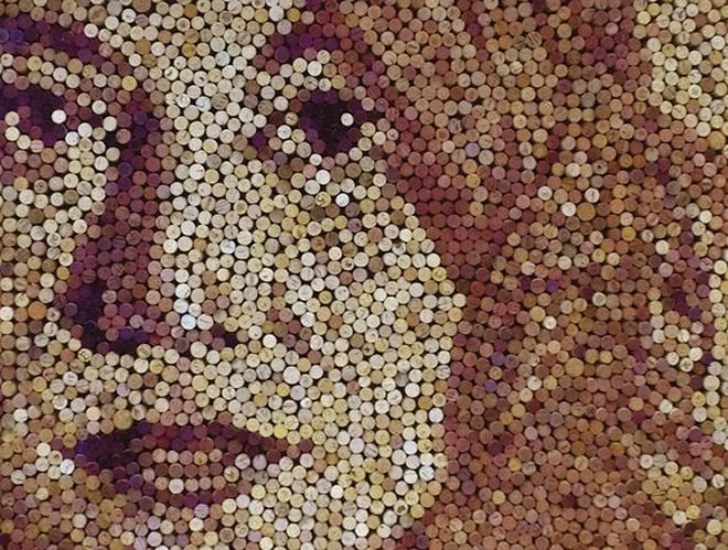 green design, eco design, sustainable design, Scott Gundersen, recycled materials, recycled art, cork, wine corks, wine cork portrait