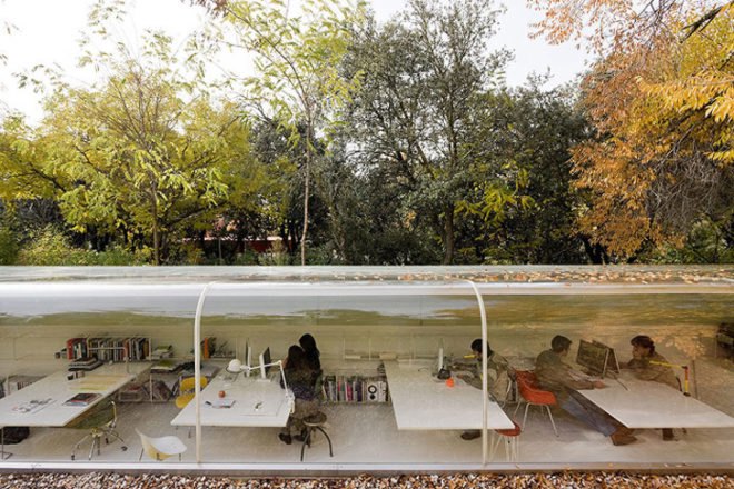 green design, eco design, sustainable design, Iwan Baan, Selgas Cano, Submerged building, natural light, Madrid