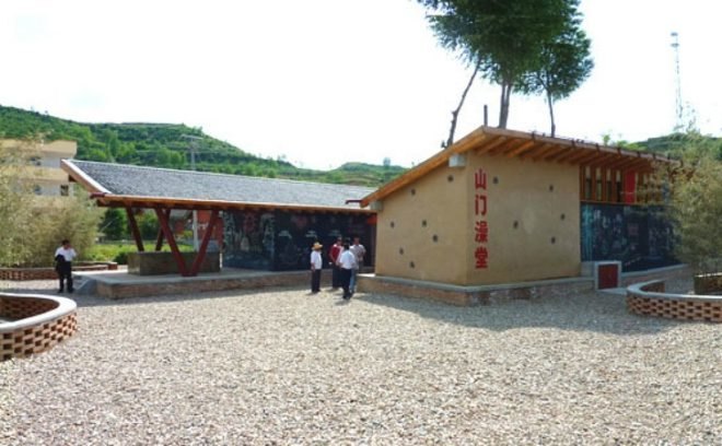Shanmen Split Bathhouse, BaO Architects, bathhouse, china, solar hot water, wastewater filtration, humanitarian design