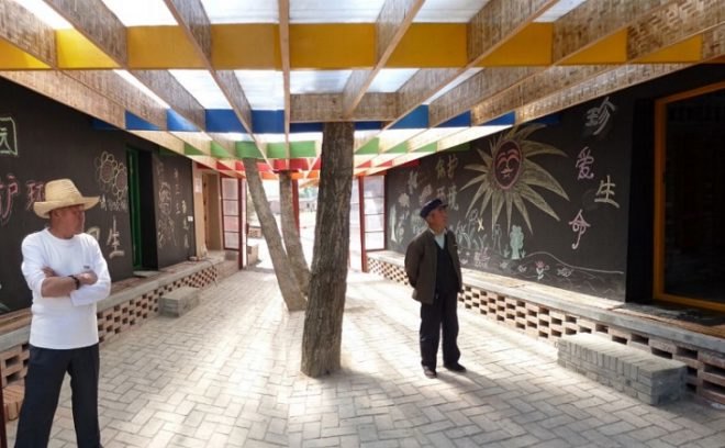 Shanmen Split Bathhouse, BaO Architects, bathhouse, china, solar hot water, wastewater filtration, humanitarian design