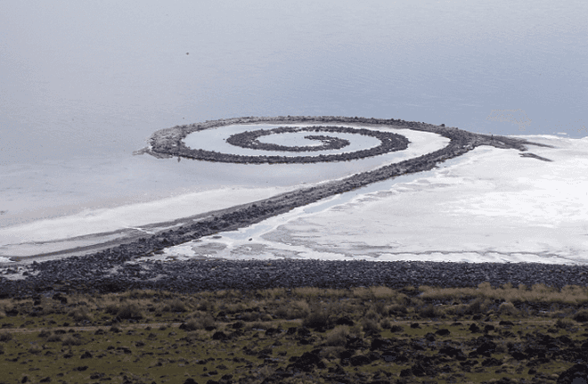 green design, eco design, sustainable design, Ball Nogues, Yucca Crater, Robert Smithson, Spiral Jetty, Land Art, Great Salt Lake, Mojave Desert, Walter de Maria, Lightning Field, solar power, Talus Dome, Edmonton, Alberta, oasis, desert, recycled materials