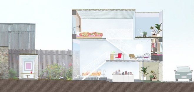 daylighting, natural lighting, rooftop courtyard, green design, sustainable design, Sweden, insulated glass, Landskrona, townhouse, small fooprint, eco design, sustainable design, green design, Elding Oscarson