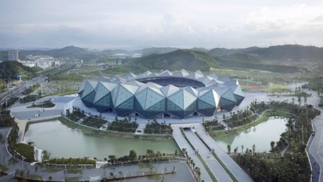 Universiade Sports Center, GMP Architekten, shenzen, universiade 2011, translucent facade, high performance facade, eco stadium