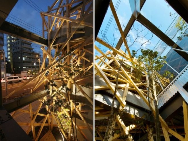 Urban Woods, Yoshiaki Oyabu Architects, green renovation, shade, re-skinning, vertical garden, exoskeleton