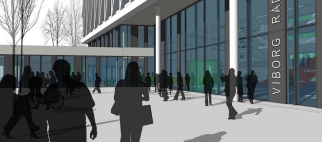 green roof, treble glazing, Viborg Town Hall, Henning Larsen, passive design, passive cooling, groundwater cooling, rainwater collection, Denmark, green building, green design, sustainable design, eco-design