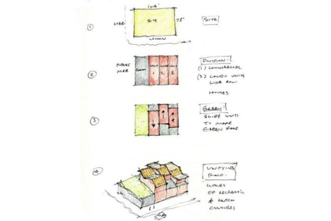 W-V Mixed Use, Poon Design Inc, manhattan beach, green roof, rooftop lawn, mixed use project, eco residence, green architecture