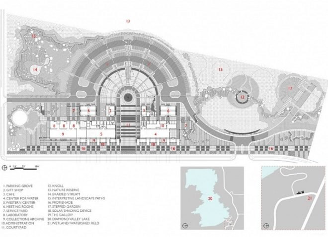 Water Life Museum and Campus, Lehrer Architects, hemet, diamond valley, eco museum, museum, solar power