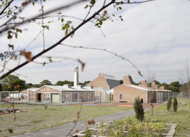 green design, eco design, sustainable design, Sarah Wigglesworth Architects, Sandal Magna Community School, Wakefield, UK, Rainwater collection system, reclaimed materials, recycled materials, sustainable timber, natural ventilation, carbon efficient school
