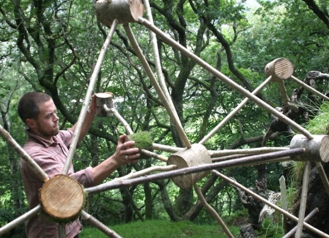 compost toilet, green roof, solar panel, green design, sustainable design, Tabitha Pope, Recycled Venues, Crafted Space, Jenny Hall, Graig Wen, Wales, Woodland Design Lab, natural materials, compost, vegetarian meals, recycled materials, reusable materials, art, architecture