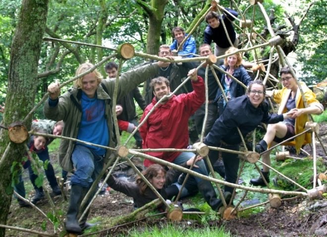 compost toilet, green roof, solar panel, green design, sustainable design, Tabitha Pope, Recycled Venues, Crafted Space, Jenny Hall, Graig Wen, Wales, Woodland Design Lab, natural materials, compost, vegetarian meals, recycled materials, reusable materials, art, architecture