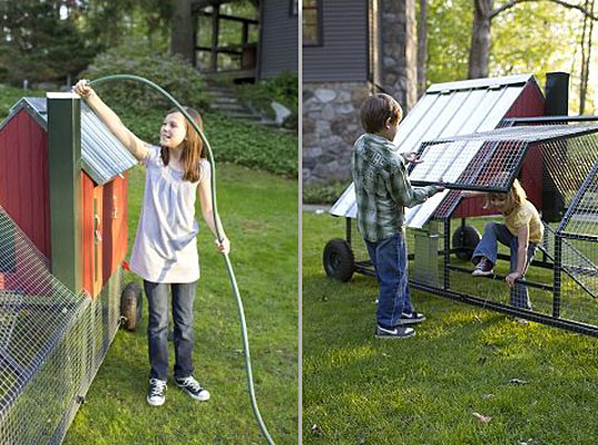 chicken coop, solar powere chicken coop, self propelling chicken coop, modern chicken coops, large chicken coops, medium chicken coops, small chicken coops, front yard chicken coop, full monty chicken coop, green farming, home farming, raising chickens at home