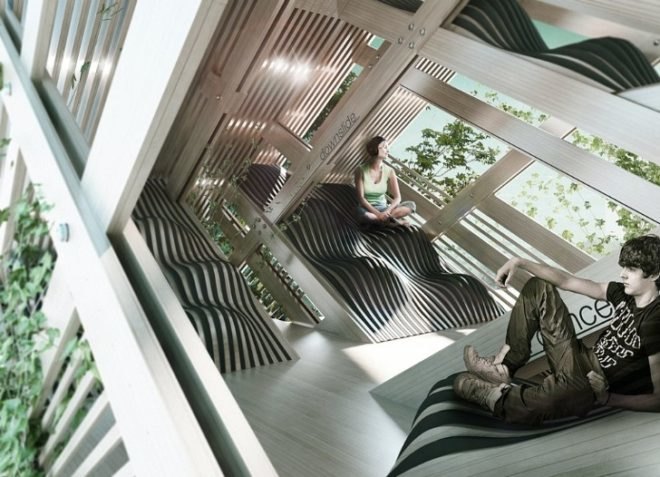 urban park, Timisora, Romania, Hightseat Pavilion, green garden, green design, sustainable design, eco-design, Prechteck Architecture, green lung, natural materials, natural circulation