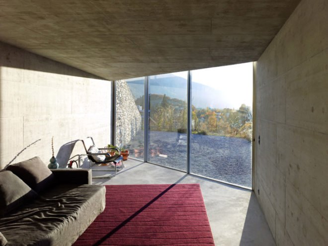 green retreat, green mountain home, green summer home,Pavilion d'été à Sierre, natural minimalism,Bassicarella Architectes,underground house, green swiss house, drystaked stone facade, dry stacked stone wall, green roof