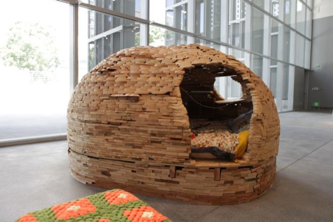 suzanne husky, sleeper cells, recycled materials, recycled art, eco art, green art, green design, sleeper cell hotels, Yerba Buena Center For The Arts, Hayes Valley Farm , Di Rosa Preserve, recycled architecture, sustainable design, eco design