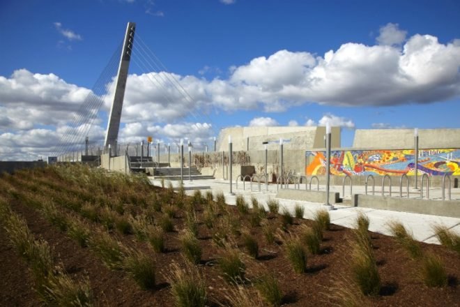 Bagley Pedestrin Bridge, INForm Studio, detroit, pedestrian bridge, pedestrian friendly, us canada border crossing