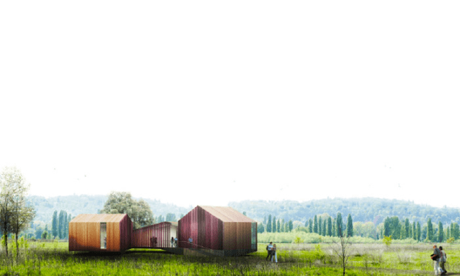 HHF Architects, AWP Architects, Follies, minimalist, Carrière-Sous-Poissy, timber, local construction companies, seine river, green design, eco-design, sustainable design, ecological showcase