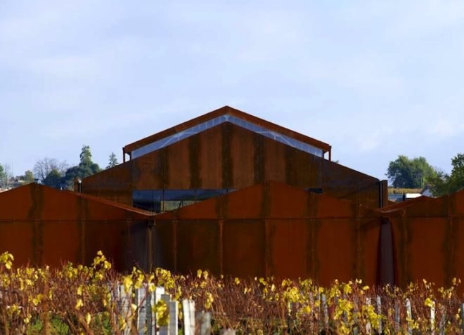 wind turbine, green roof, minimalism, renovation, sustainable upgrade, UNESCO, world heritage site, thermal mass, Corten steel, historic landscape, green building, green design, sustainable design, eco-design, Nadau Lavergne Architects