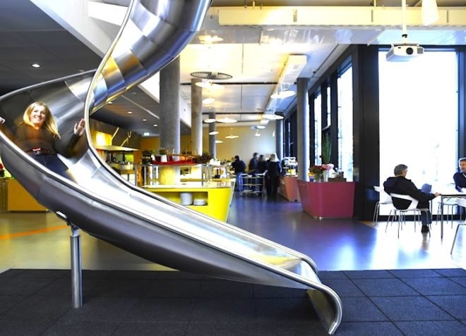 Google, Zurich, Zooglers, Adaptive Reuse, renovation, daylight, glass-partitioning, eco design, sustainable design, green design, collaborative space, green space, daylighting
