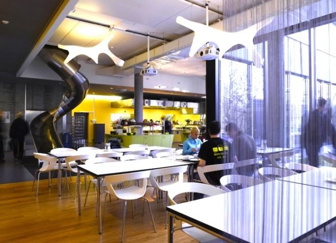 Google, Zurich, Zooglers, Adaptive Reuse, renovation, daylight, glass-partitioning, eco design, sustainable design, green design, collaborative space, green space, daylighting