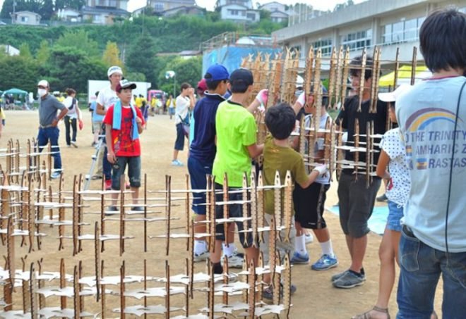 Kesennuma Fish Arch, Keio University, student project, tsunami relief, temporary pavilion, art installation, japan
