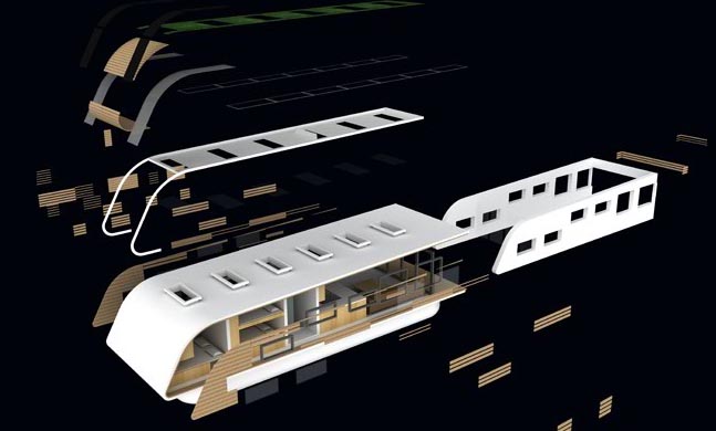 Kingsley Architects, SolarHome, off the grid houseboat, solar power, rainwater treatment, self sufficient mode, green design, eco design, sustainable design