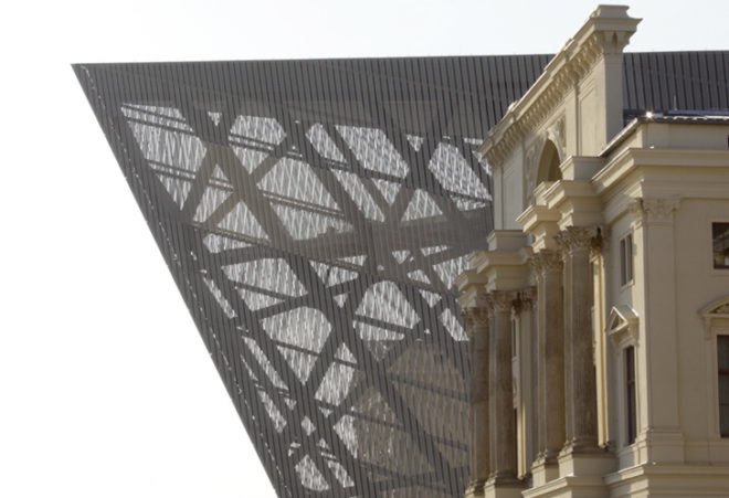 green design, eco design, sustainable design, Daniel Libeskind, Dresden, Germany Museum of Military History, glass addition, natural lighting