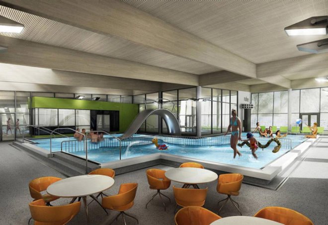 green pool design, energy saving pool design, green public pool, passive house, passivhaus, passive haus, passivehaus pool, eco pool, German public pool, reclaimed energy plant, German green building