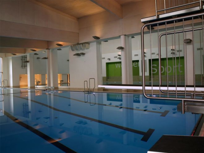 green pool design, energy saving pool design, green public pool, passive house, passivhaus, passive haus, passivehaus pool, eco pool, German public pool, reclaimed energy plant, German green building