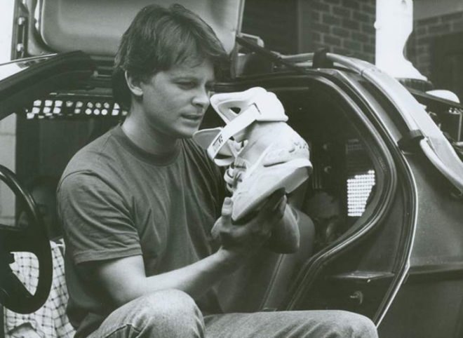 back to the future, shoes, back to the future sneakers, back to the future shoes, marty mcfly, nike shoes, nike limited edition, michael j fox, michael j fox foundation