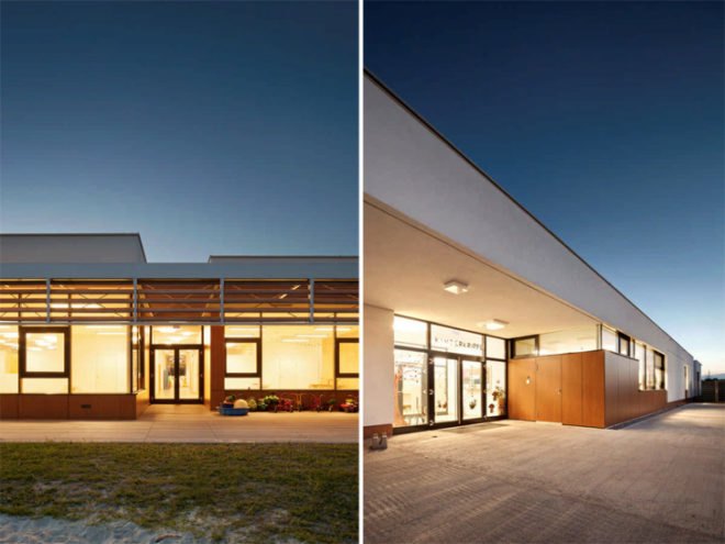 green building, green design, eco building, eco design, Europe green school,eco green school, green kindergarten design,Austrian green kindergarten, eco school, green school, daylighting in school, classroom skylight, open school floor plan, earth tube,