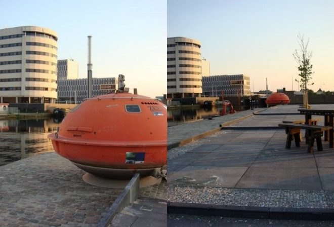 Oil Rig escape pods, survival capsules, Capsule Hotel, the netherlands, floating hotel, denis oudendijk