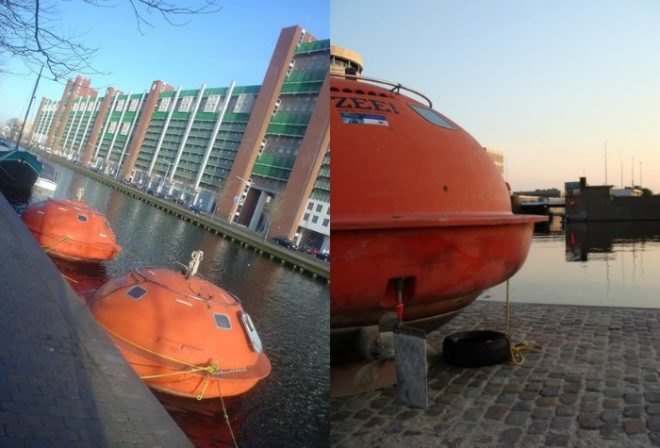 Oil Rig escape pods, survival capsules, Capsule Hotel, the netherlands, floating hotel, denis oudendijk