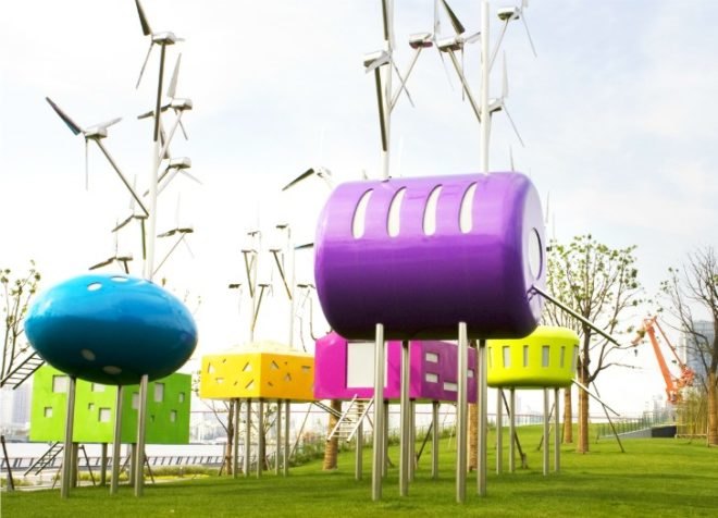 Pavilions in Bailanjing Park, Taranta Creations, urban park, wind turbines, tea house, pavilion