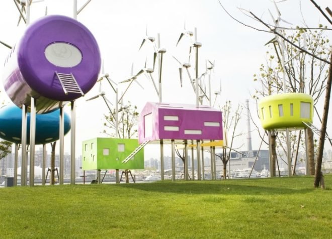 Pavilions in Bailanjing Park, Taranta Creations, urban park, wind turbines, tea house, pavilion