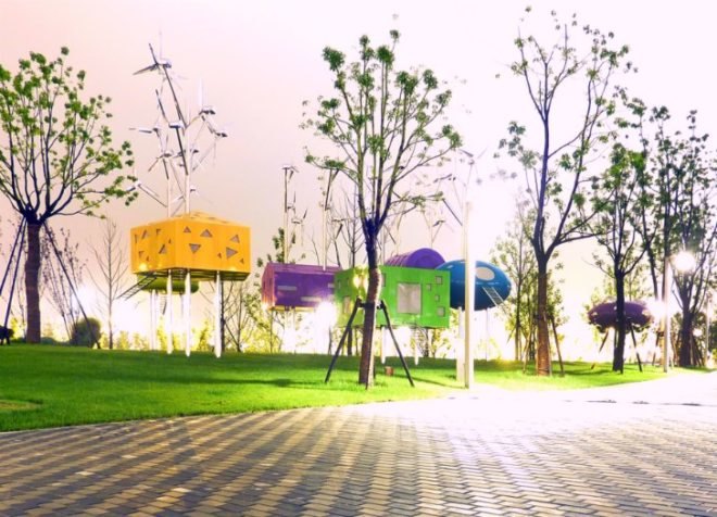 Pavilions in Bailanjing Park, Taranta Creations, urban park, wind turbines, tea house, pavilion