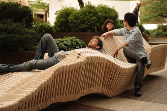Columbia University GSAPP, Columbia University, kinetic furniture, green design, eco design, sustainable design, kinetic bench, Charlie Able, Alexis Burson, Ivy Chan, Jennifer Chang, Aaron Harris, Trevor Hollyn Taub, Brian Lee, Eliza Montgomery, Vernon Roether, David Zhai, green furniture, polymorphic, polymorphic bench