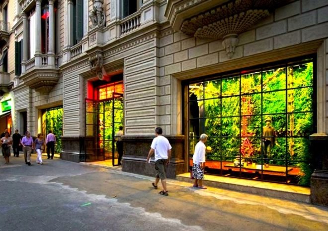 green design, sustainable design, eco-design, green wall, living wall, vertical garden, Replay, Barcelona, Vertical Garden Design, sustainable design, waterfall, Mediterranean