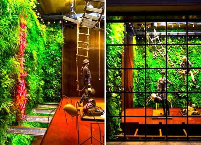 green design, sustainable design, eco-design, green wall, living wall, vertical garden, Replay, Barcelona, Vertical Garden Design, sustainable design, waterfall, Mediterranean
