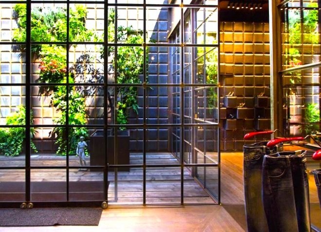 green design, sustainable design, eco-design, green wall, living wall, vertical garden, Replay, Barcelona, Vertical Garden Design, sustainable design, waterfall, Mediterranean