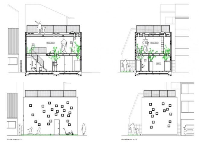Takeshi Hosaka Architects, tiny house, contemporary Japanese home design,Japanese home addition, Japan eco design, skylights, building design for deaf, pixelated, green design, mini house, Japan green house, Tokyo green house, eco home, eco home design, green addition,