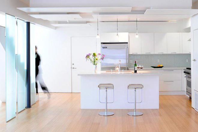 green design, eco design, sustainable design, Sander Architects, sustainable wood, double skin facade, natural lighting, low-flush toilets, Venice Beach, Venice Canal, California, Glass Townhouse, condominiums, solar gain, low-VOC paint, bamboo flooring