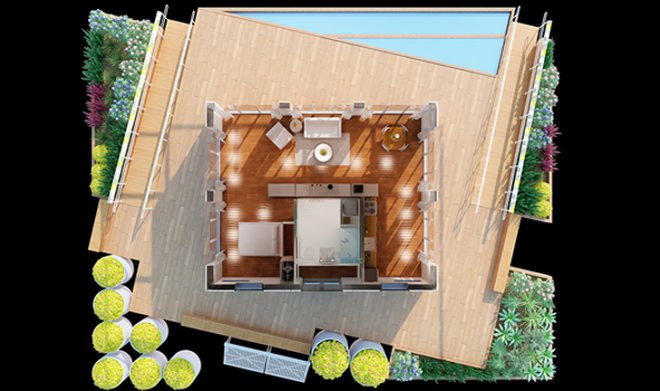 green design, eco design, sustainable design, Florida International University, perFORM[D]ance House, Paul Rudolph, glazing system, Louvers, photovoltaic roof, Solar Decathlon, Murphy Bed