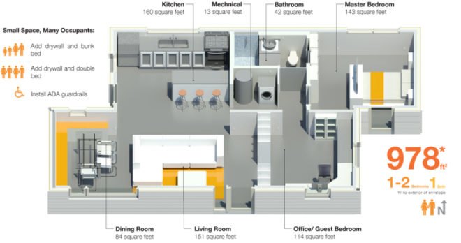 green house design, University of Illinois at Urbana-Champaign solar house,2011 solar decathlon, UIUC Re_house, Re_House, eco house, solar powered house,DOE solar house, recycled buildign materials, low impact house siding, solar shading,