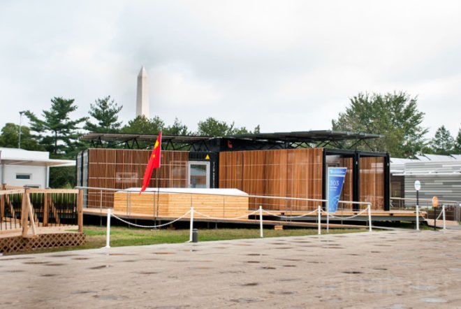 solar decathlon Team China, 2011 solar decathlon, Tonji University solar decathlon, green home, container house, china container house, Solar array shading, eco house, Y Container, Phase change walls, Vacuum insulated panels, solar hot water,