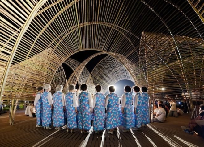 Parabolic arches, forest pavilion, taiwan, Amis tribe, nArchitects, green design, eco-design, sustainable design, eco-architecture, green materials, bamboo, Hualien County, Da Wong Da Fu Forest